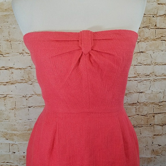 J.Crew Pink Metallic Linen Blend Strapless Dress - Picture 3 of 7